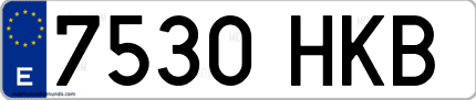 Ejemplo de matrícula de coche ordinaria 7530 HKB