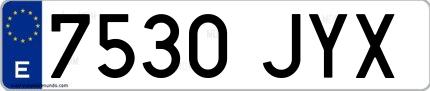 Ejemplo de matrícula española 7530 JYX