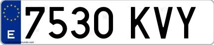 Ejemplo de matrícula española 7530 KVY