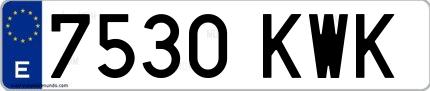 Ejemplo de matrícula española 7530 KWK