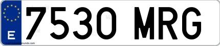 Ejemplo de matrícula española 7530 MRG