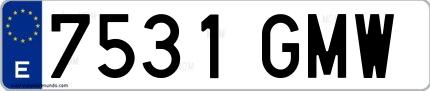 Ejemplo de matrícula española 7531 GMW