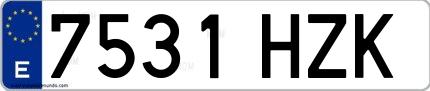 Ejemplo de matrícula de coche ordinaria 7531 HZK