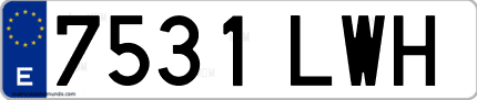 Ejemplo de matrícula de coche ordinaria 7531 LWH