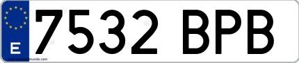 Ejemplo de matrícula española 7532 BPB