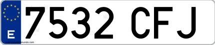 Ejemplo de matrícula española 7532 CFJ