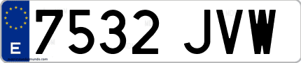 Ejemplo de matrícula de coche ordinaria 7532 JVW