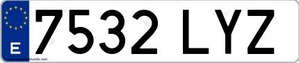 Ejemplo de matrícula española 7532 LYZ