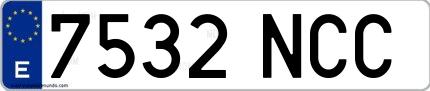 Ejemplo de matrícula española 7532 NCC