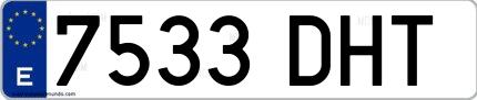 Ejemplo de matrícula española 7533 DHT