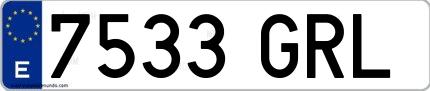 Ejemplo de matrícula española 7533 GRL