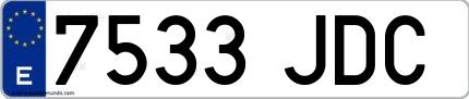 Ejemplo de matrícula española 7533 JDC