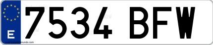Ejemplo de matrícula española 7534 BFW