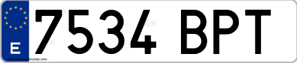 Ejemplo de matrícula de coche ordinaria 7534 BPT