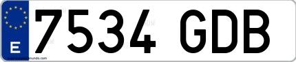 Ejemplo de matrícula española 7534 GDB