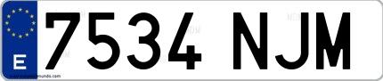 Ejemplo de matrícula española 7534 NJM