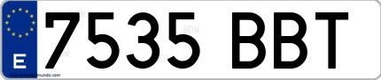 Ejemplo de matrícula española 7535 BBT