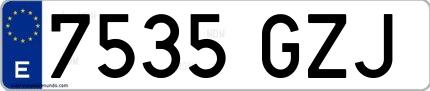 Ejemplo de matrícula española 7535 GZJ