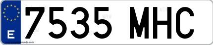 Ejemplo de matrícula española 7535 MHC