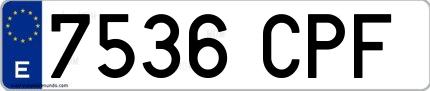Ejemplo de matrícula española 7536 CPF