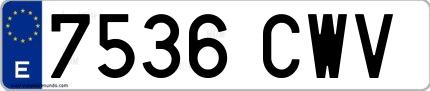 Ejemplo de matrícula española 7536 CWV