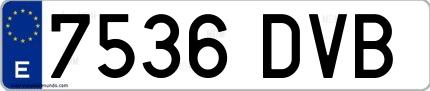 Ejemplo de matrícula española 7536 DVB