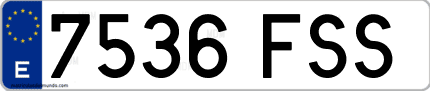 Ejemplo de matrícula de coche ordinaria 7536 FSS