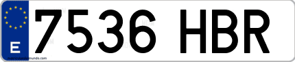 Ejemplo de matrícula de coche ordinaria 7536 HBR