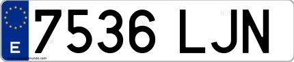 Ejemplo de matrícula española 7536 LJN
