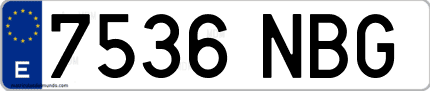Ejemplo de matrícula de coche ordinaria 7536 NBG