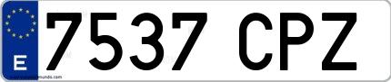 Ejemplo de matrícula española 7537 CPZ