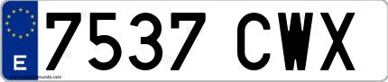 Ejemplo de matrícula española 7537 CWX