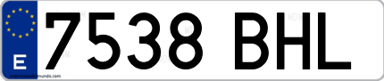 Ejemplo de matrícula de coche ordinaria 7538 BHL