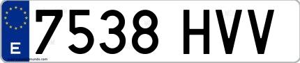 Ejemplo de matrícula española 7538 HVV