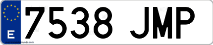 Ejemplo de matrícula de coche ordinaria 7538 JMP