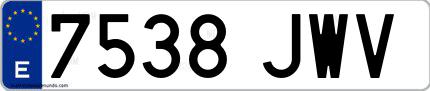 Ejemplo de matrícula española 7538 JWV