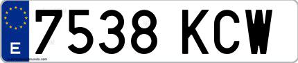 Ejemplo de matrícula española 7538 KCW