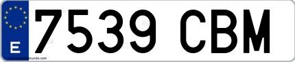 Ejemplo de matrícula española 7539 CBM