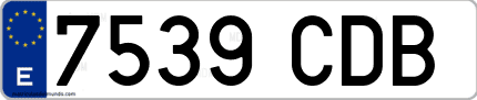 Ejemplo de matrícula de coche ordinaria 7539 CDB
