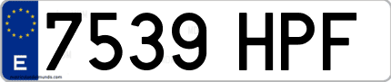 Ejemplo de matrícula de coche ordinaria 7539 HPF
