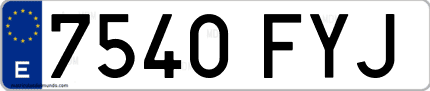 Ejemplo de matrícula de coche ordinaria 7540 FYJ