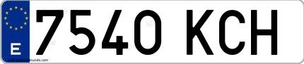 Ejemplo de matrícula española 7540 KCH