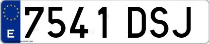 Ejemplo de matrícula española 7541 DSJ