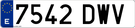 Ejemplo de matrícula de coche ordinaria 7542 DWV