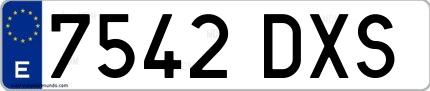 Ejemplo de matrícula española 7542 DXS