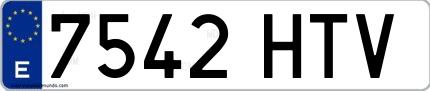 Ejemplo de matrícula española 7542 HTV