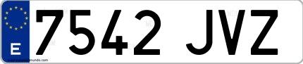 Ejemplo de matrícula española 7542 JVZ