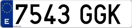 Ejemplo de matrícula española 7543 GGK