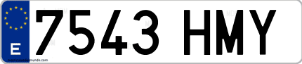 Ejemplo de matrícula de coche ordinaria 7543 HMY