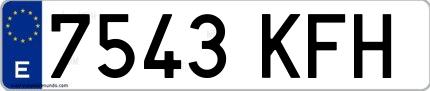 Ejemplo de matrícula española 7543 KFH